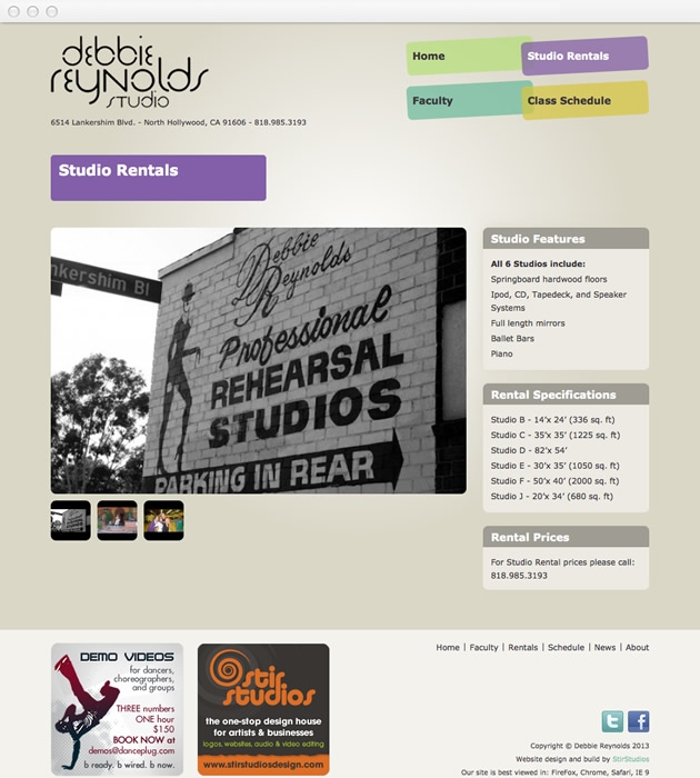 StirStudios Web Portfolio | Debbie Reynolds Dance Studio
