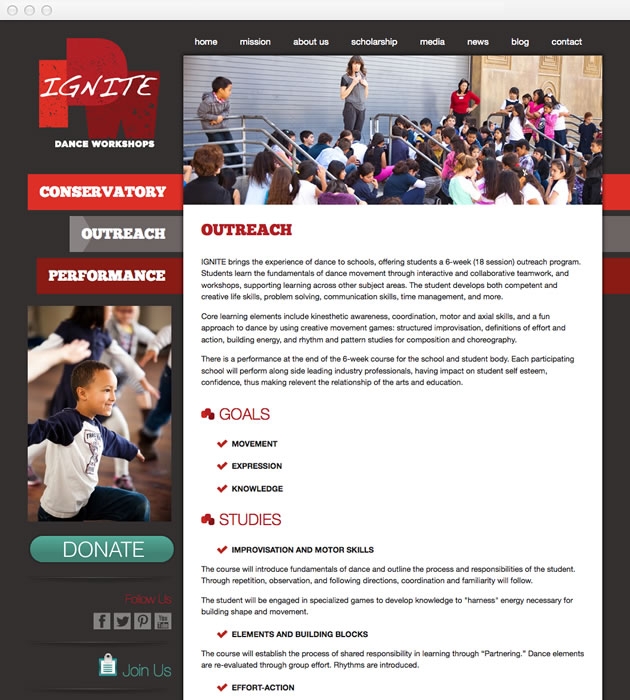 StirStudios Web Portfolio | Ignite Dance Workshops