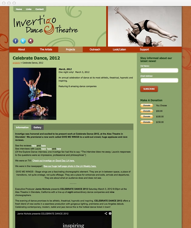 StirStudios Web Portfolio | Invertigo Dance Theatre