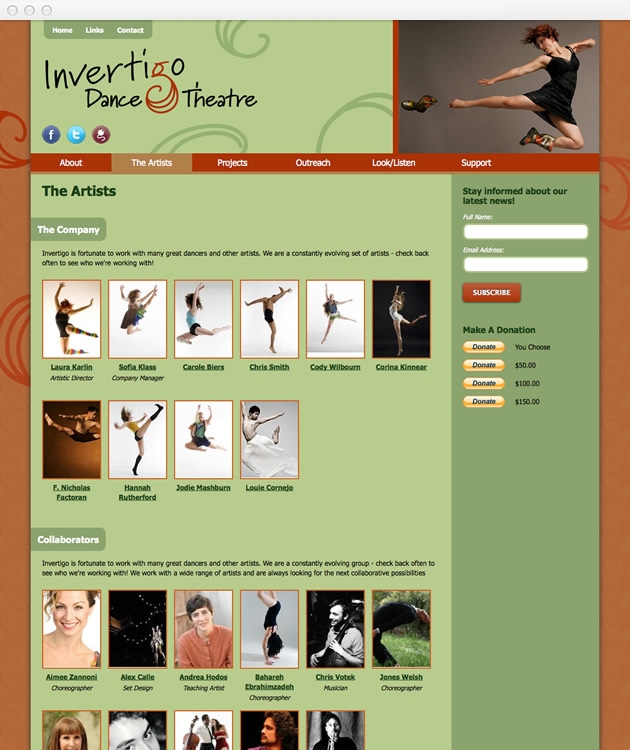 StirStudios Web Portfolio | Invertigo Dance Theatre