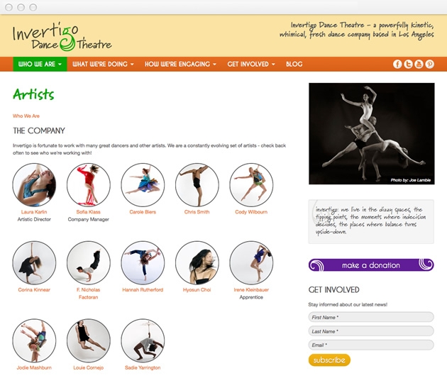 StirStudios Web Portfolio | Invertigo Dance Theatre