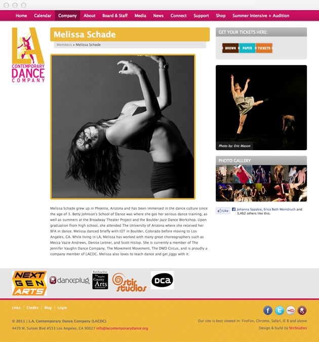 StirStudios Web Portfolio | Los Angeles Contemporary Dance Company