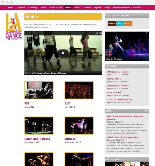 StirStudios Web Portfolio | Los Angeles Contemporary Dance Company