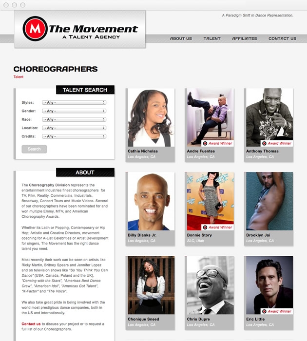 StirStudios Web Portfolio | The Movement Talent Agency