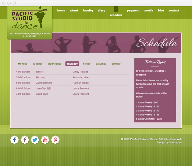 StirStudios Web Portfolio | Pacific Studio for Dance