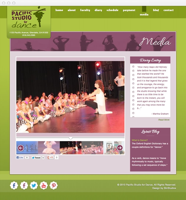 StirStudios Web Portfolio | Pacific Studio for Dance
