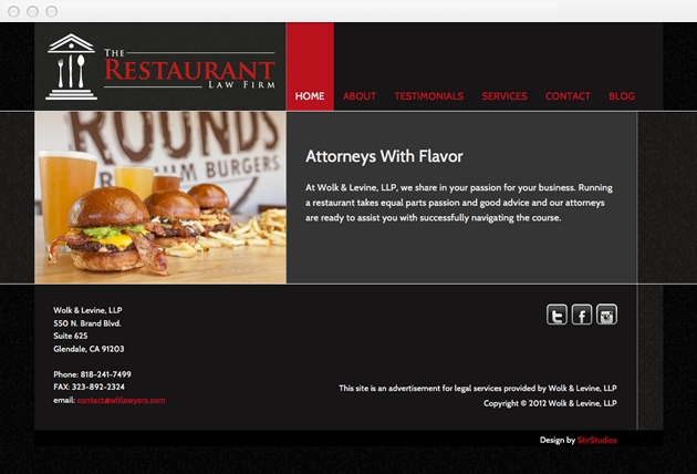 StirStudios Web Portfolio | The Restaurant Law Firm
